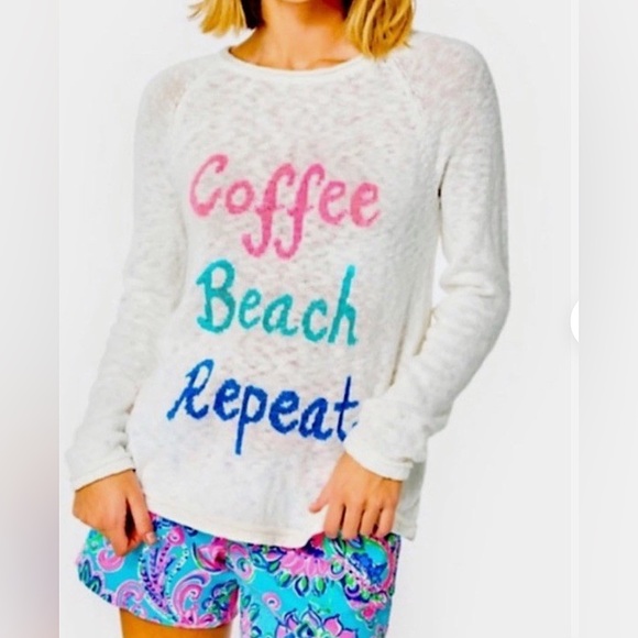 Lilly Pulitzer COFFEE BEACH REPEAT DANETTE Sweater M - Picture 2 of 8